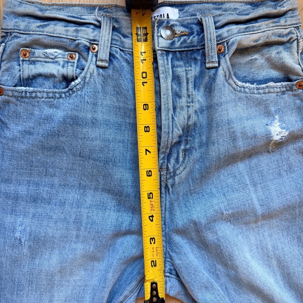 Pistola Light Blue Distressed lightweight Straight leg High Rise Jeans size 25 - Picture 9 of 12